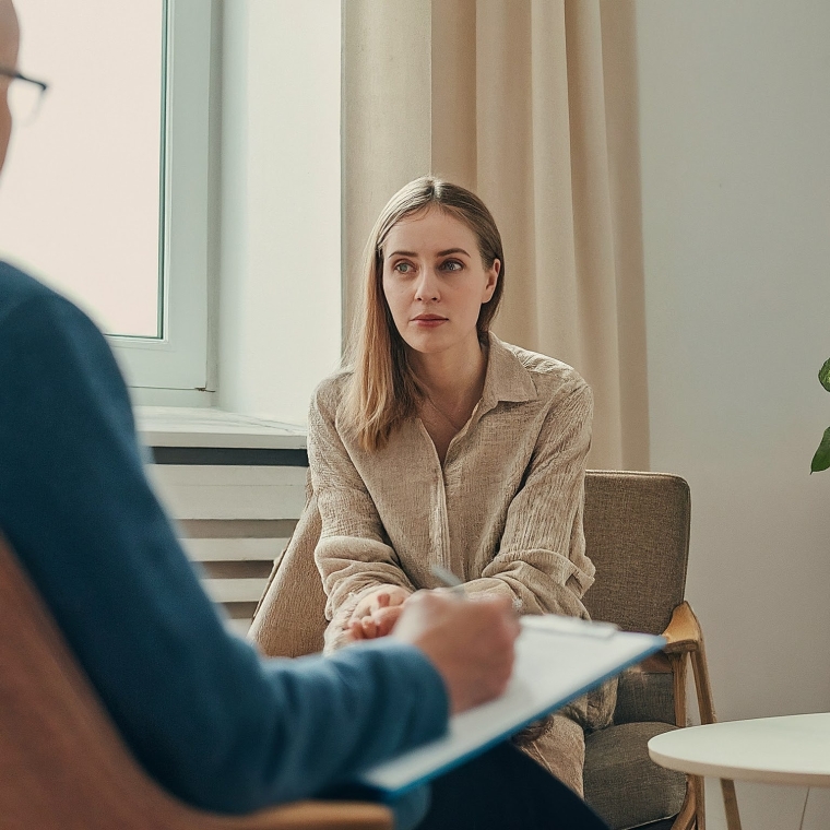vrouw bij psychologe